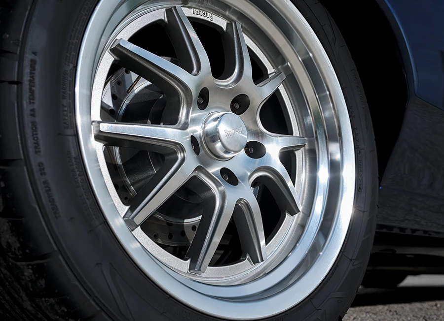 1966 Chevy Chevelle custom chrome wheels with performance tires and upgraded disc brakes