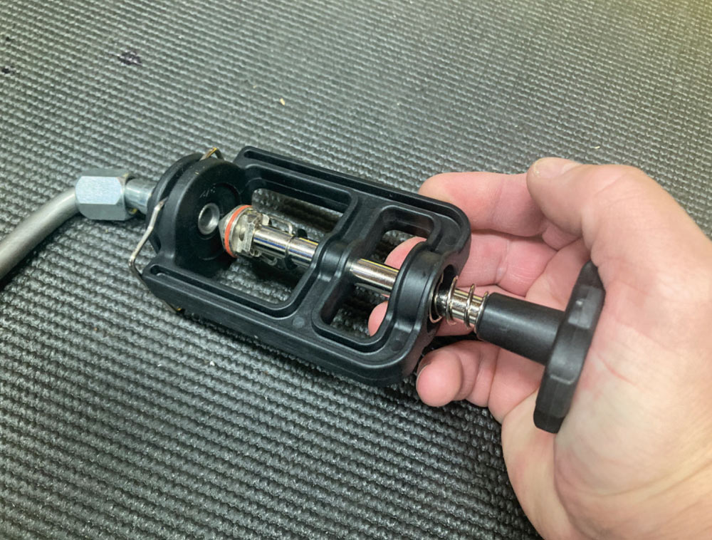 fuel line bubble flaring tool with adjustable handle in action