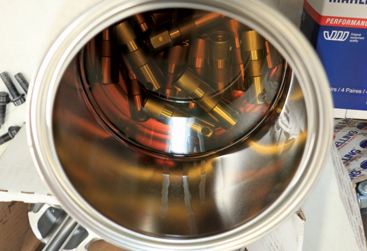 Gold lifters soaking in assembly oil LS engine prep performance build high lubrication quality
