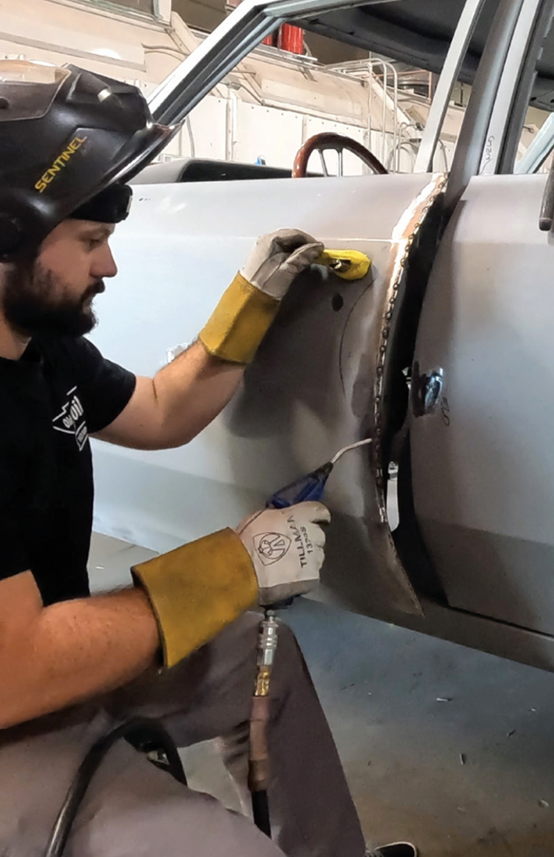 close-up of door welding refinements for better panel alignment