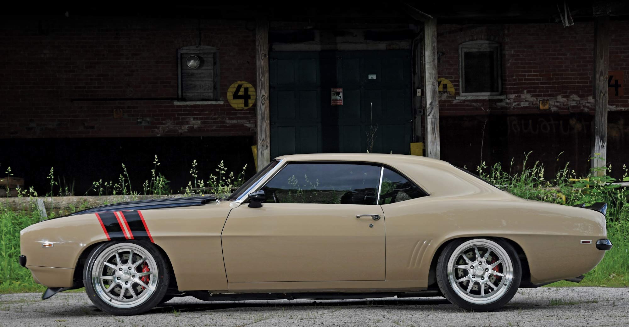 1969 Camaro side profile lowered stance deep-dish wheels big brake kit