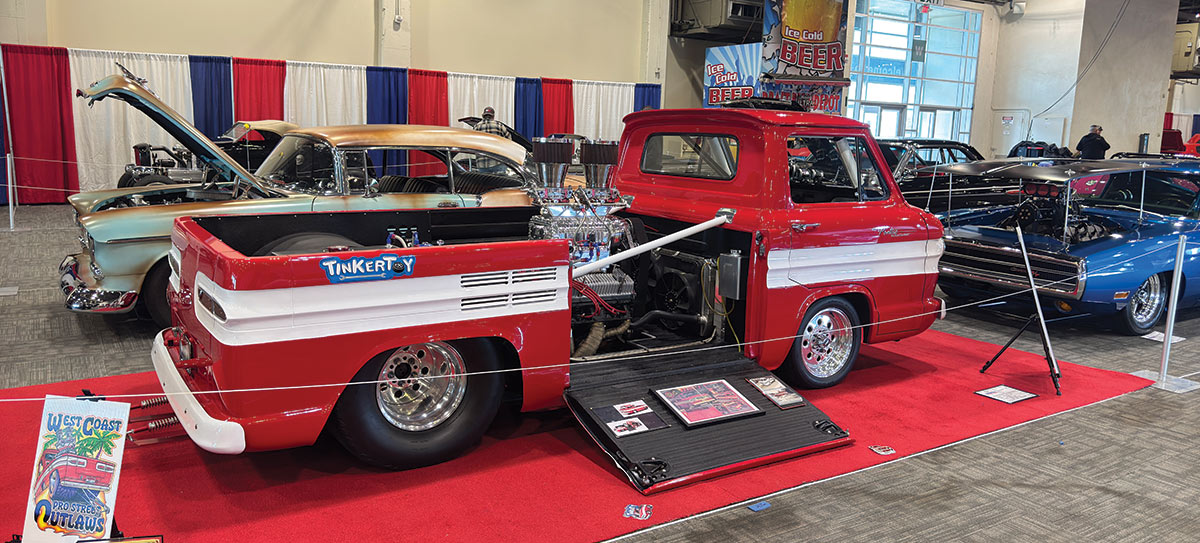 Custom mid-engine truck Tinker Toy blower drag build
