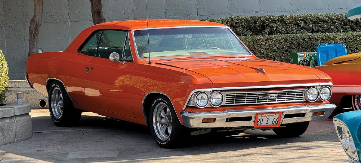 1966 Chevelle SS orange pro-touring stance