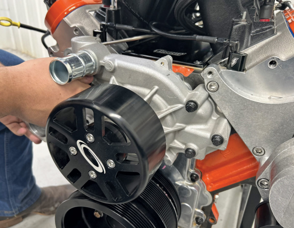 LS engine water pump install billet pulley aluminum bracket system
