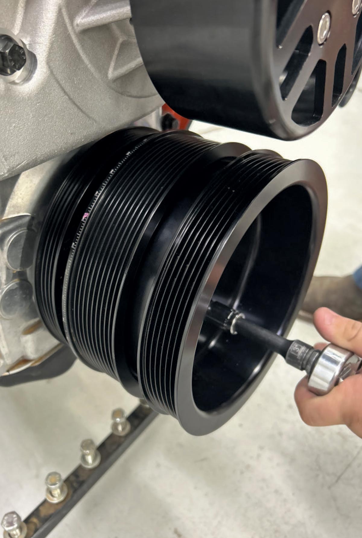 LS engine crank pulley install billet multi-rib serpentine system