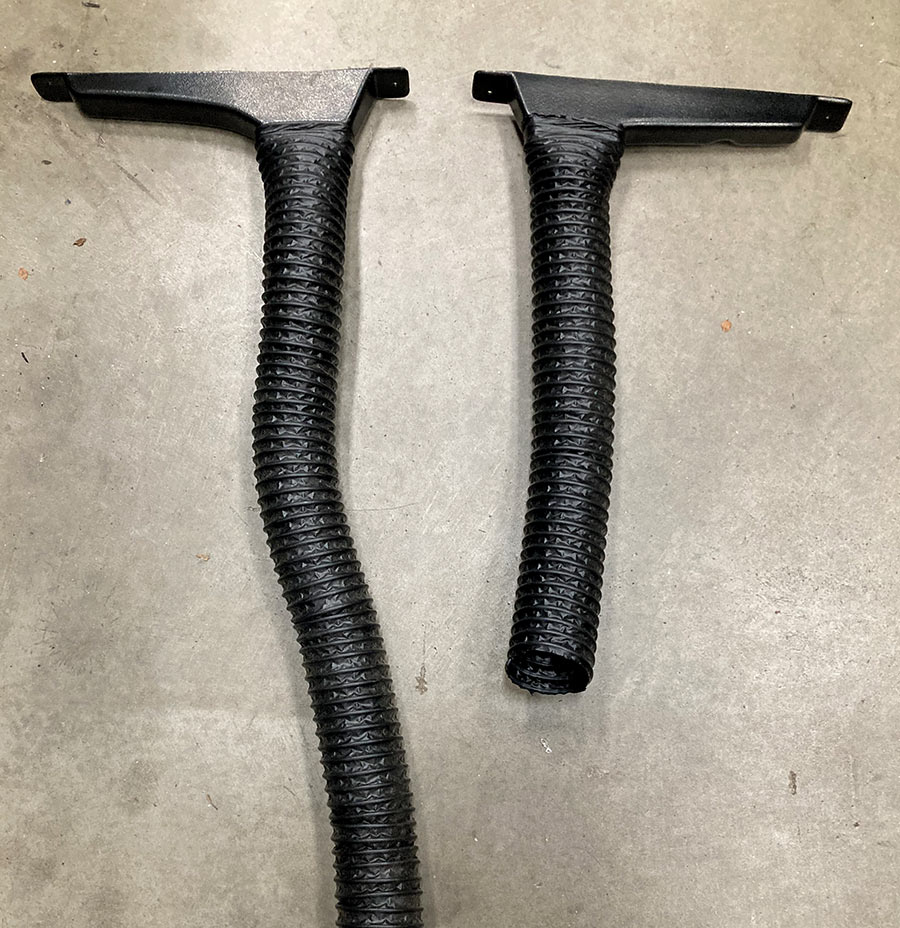 Custom defrost duct hoses for Vintage Air system installation