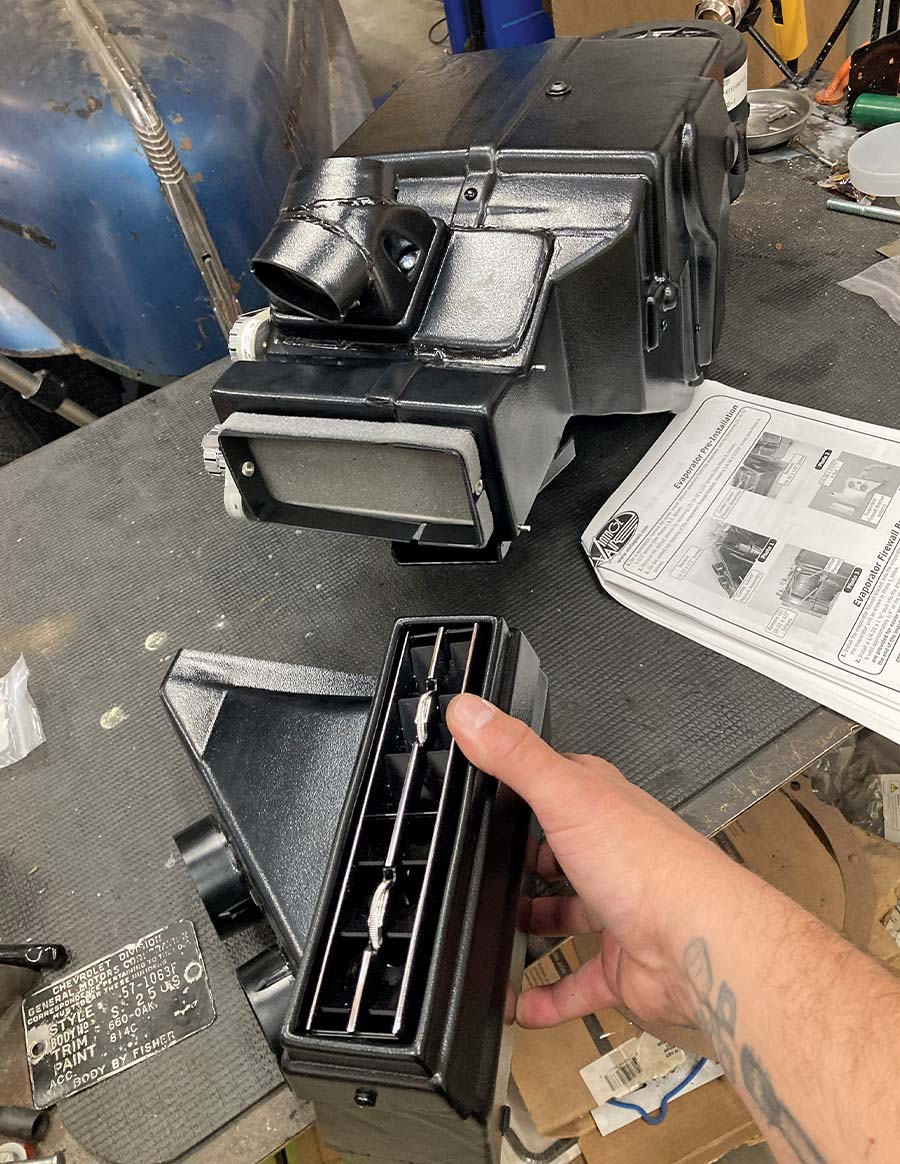 Vintage Air vent assembly test fit before final installation