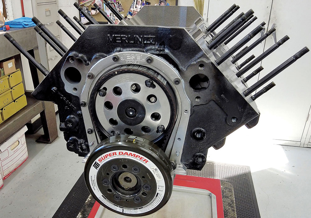 Merlin big block Chevy short block assembly Jesel timing setup ATI Super Damper