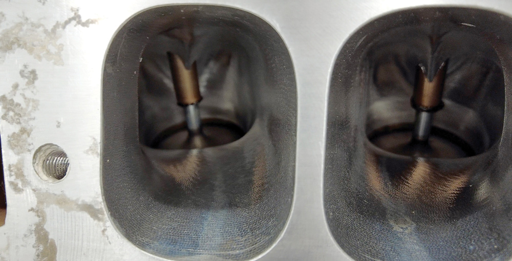 Close-up CNC-ported intake ports high-performance airflow Chevy big block cylinder head