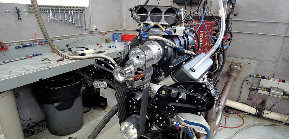 Supercharged big block Chevy engine dyno Holley EFI tuning high-performance fuel mapping