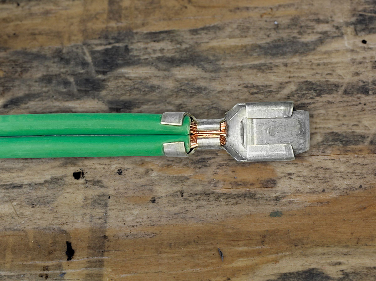 wire with green insulation on a table