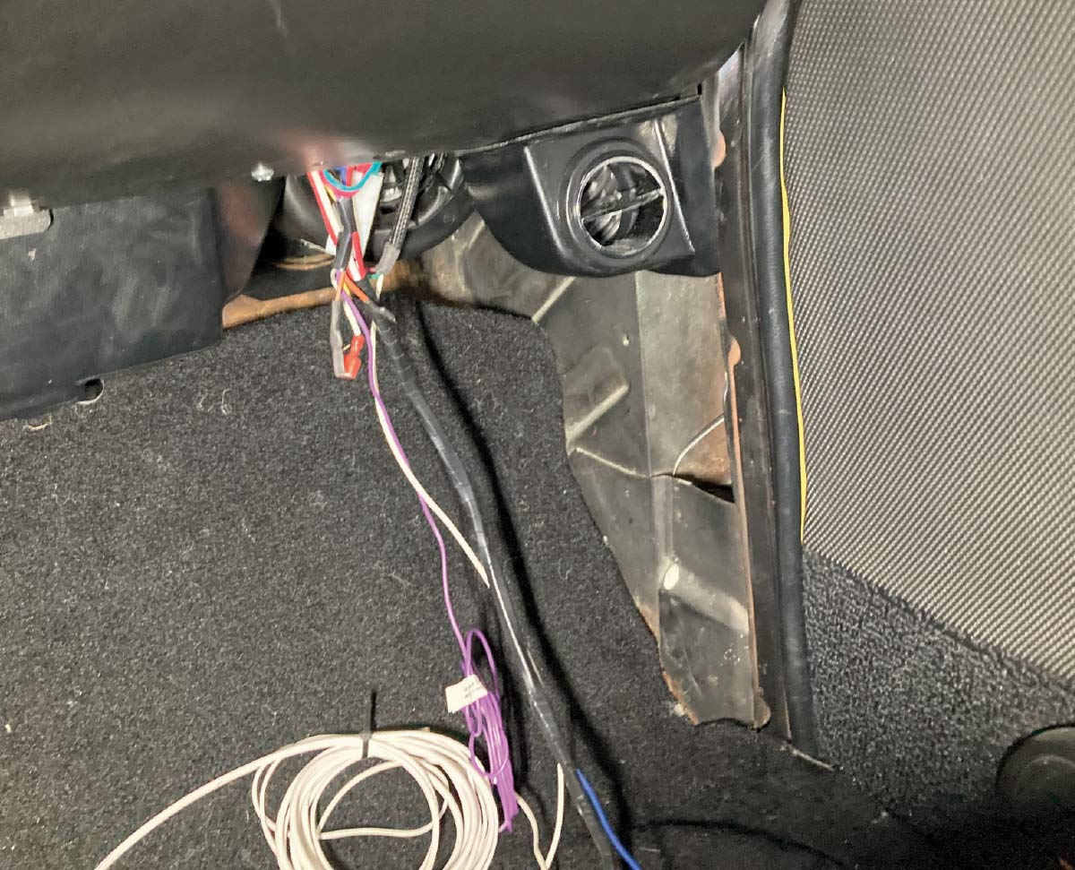 Passenger-side AC vent installed with wiring routed
