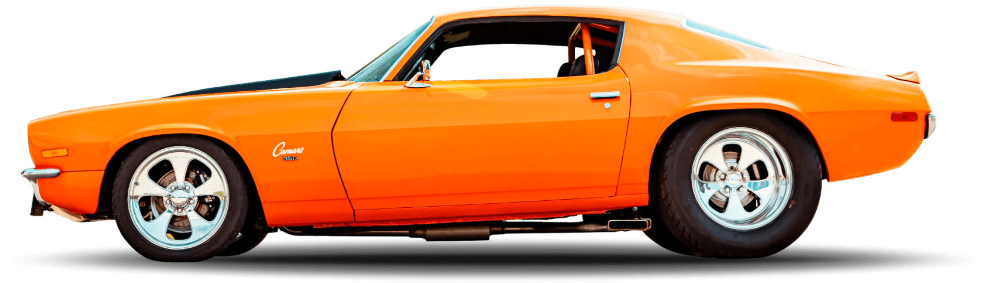 side profile of orange Chevy Camaro
