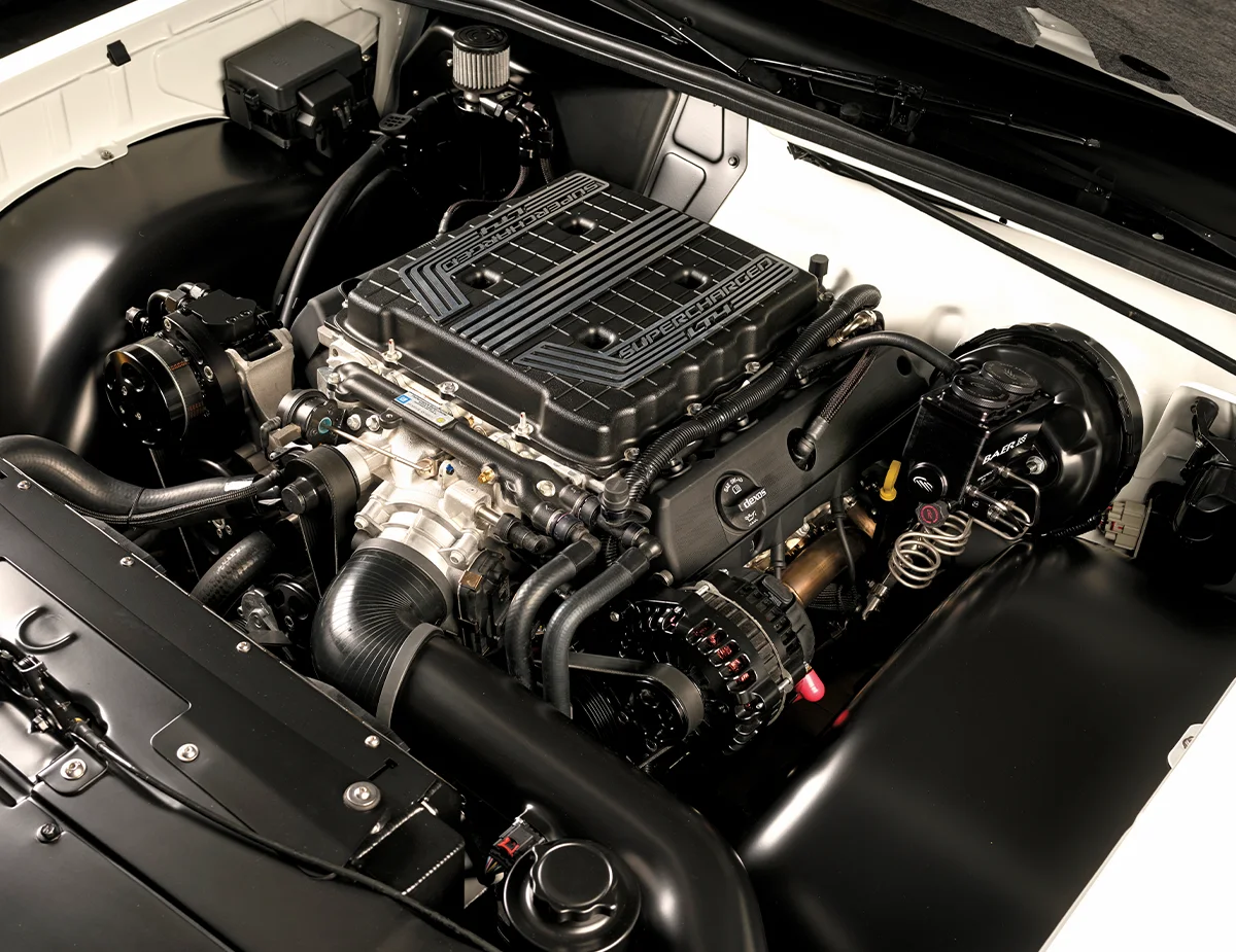 1987 Monte Carlo SS engine bay with supercharged LT4 crate motor