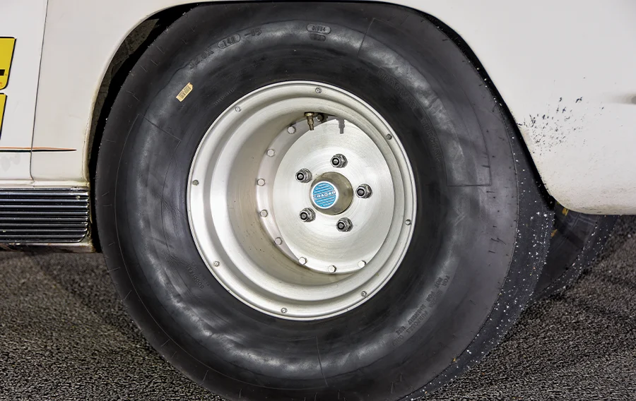 Cragar Super Trick wheels wrapped in wrinkle-wall drag slicks, classic setup for vintage gassers