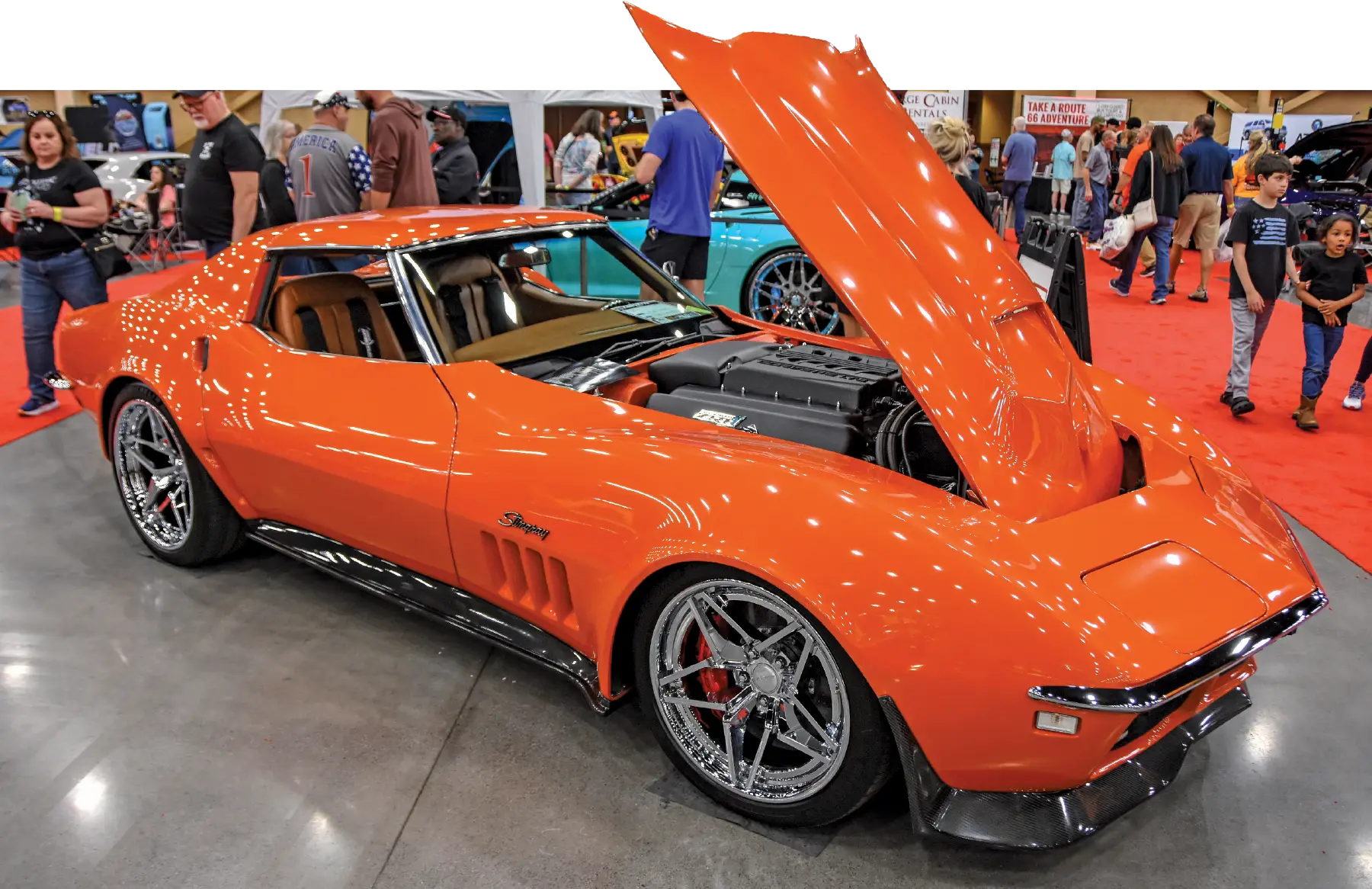 1969 Chevrolet Corvette Stingray with LS swap, carbon accents, and custom wheels at Corvette Expo