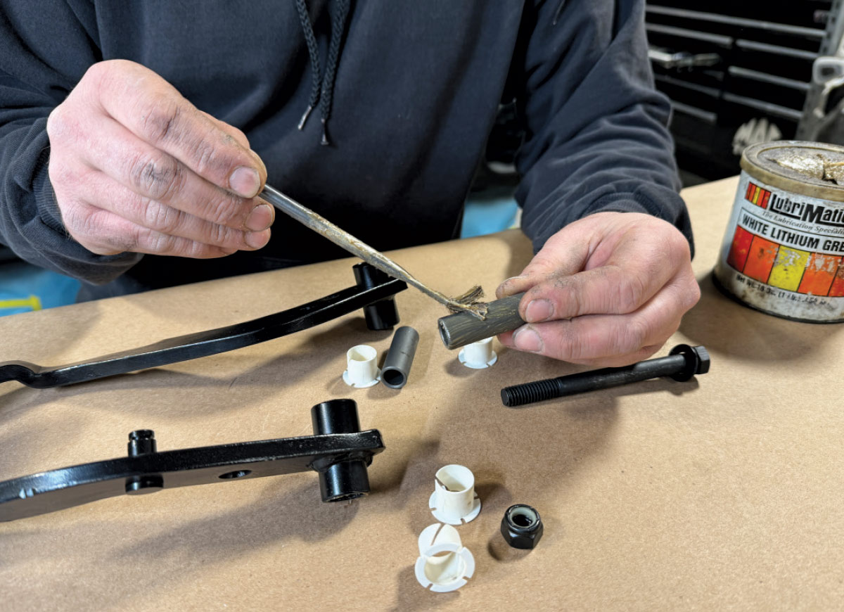 1971 Camaro clutch pedal linkage getting prepped with bushings and lithium grease