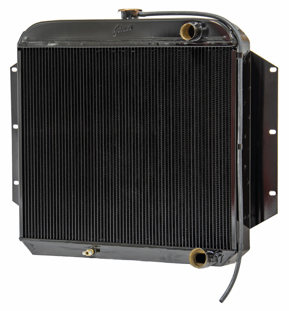 black-painted high-performance radiator designed for classic car cooling