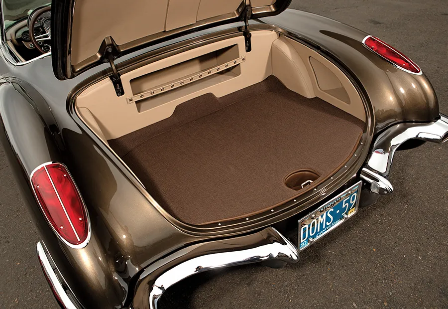 1959 Corvette custom trunk upholstery two-tone clean finish