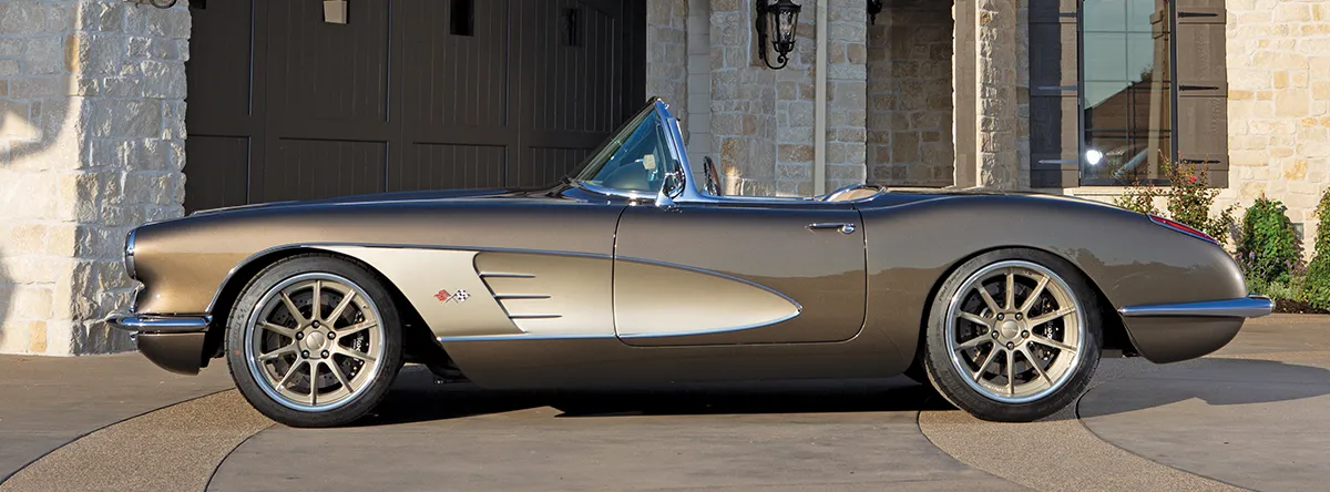 1959 Corvette side profile modern billet wheels