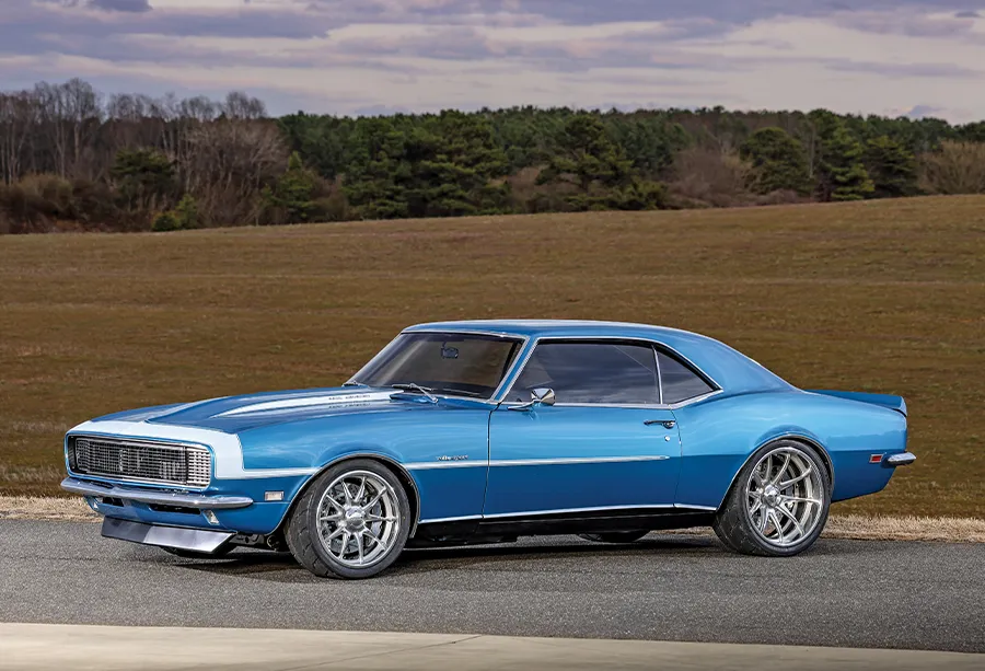 1968 Camaro side view staggered wheels aggressive stance