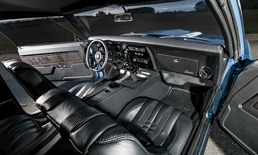 1968 Camaro interior black leather resto-mod custom console
