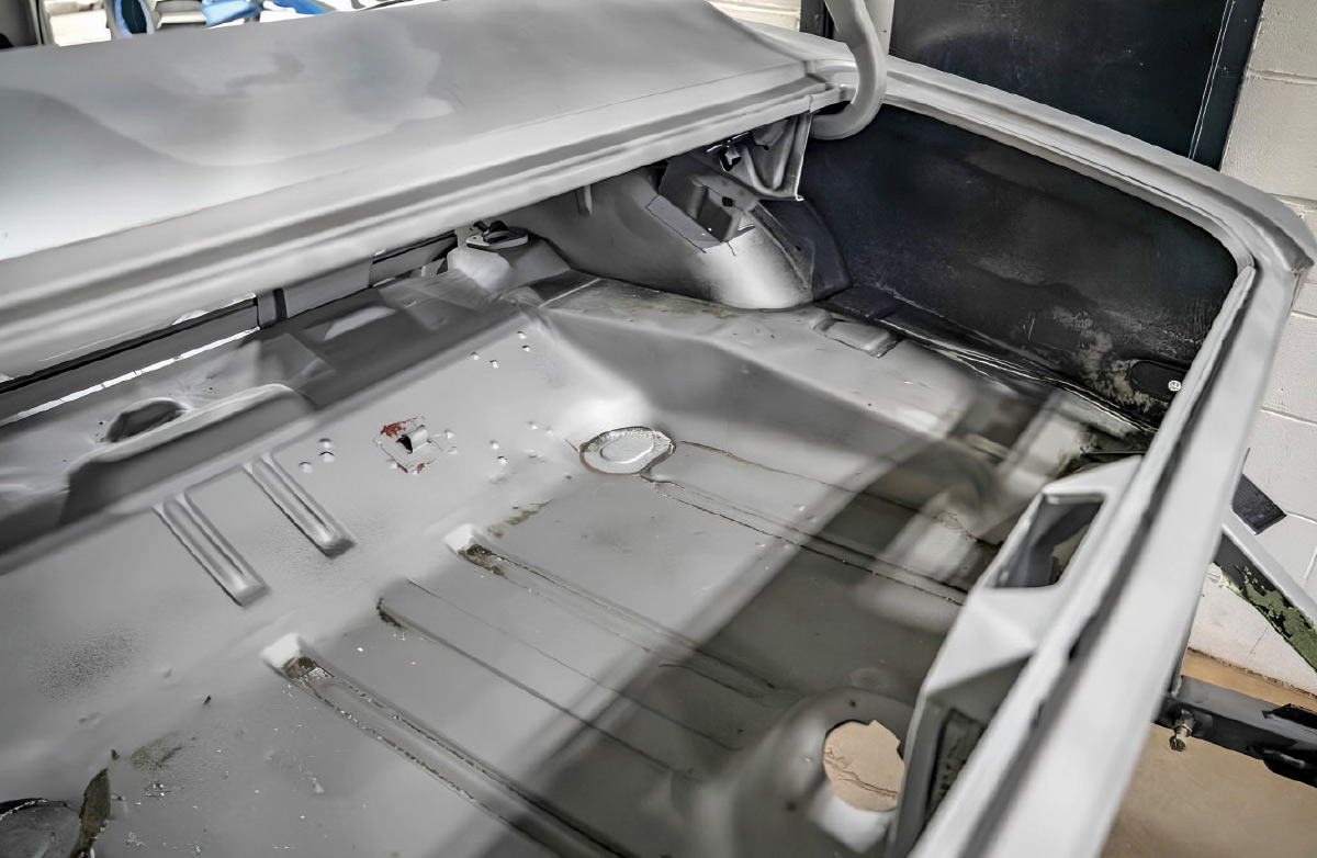 1968 Camaro trunk pan sandblasted clean and prepped for fabrication work