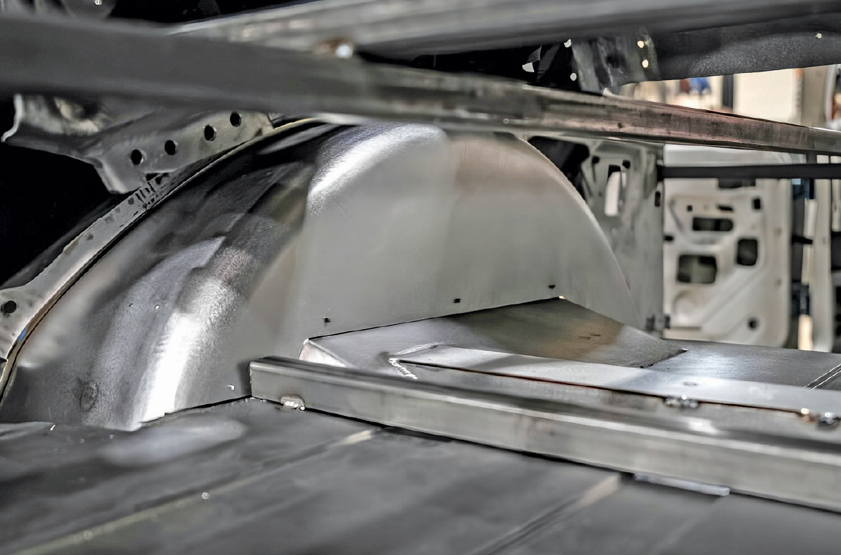 1968 Camaro mini-tub fully installed inside trunk, welded and boxed for frame clearance