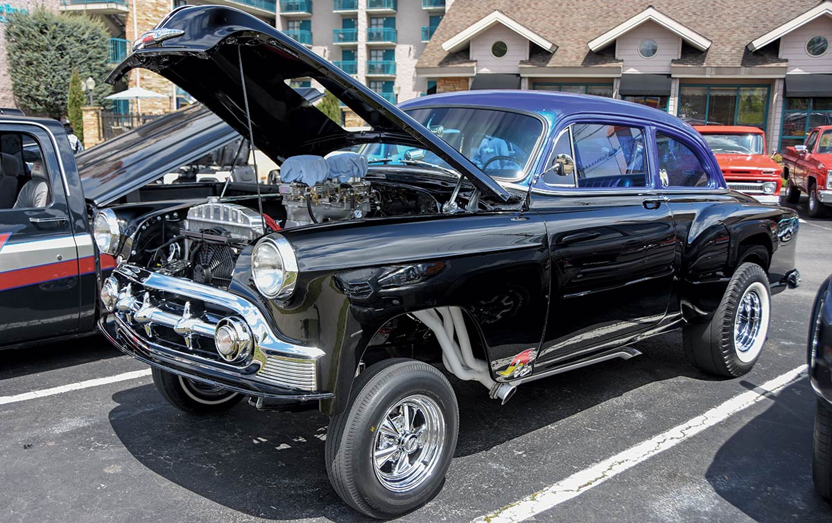 1953 Chevy Gasser hot rod black blue top dual carbs