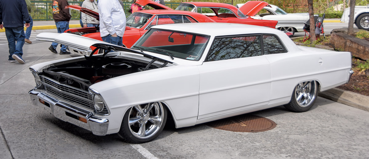 1967 Chevy Nova restomod white slammed classic car show