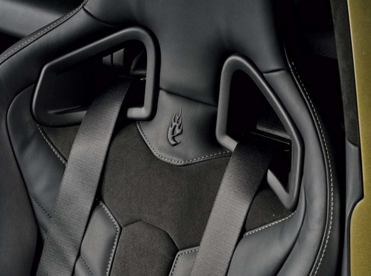 closeup of black leather seats