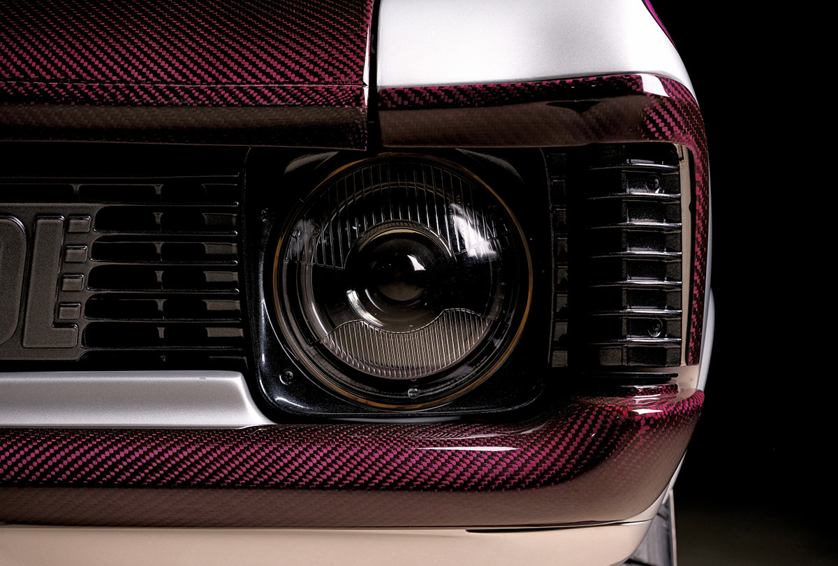 direct close up of the driver side headlight on a limited-edition 1969 Nova