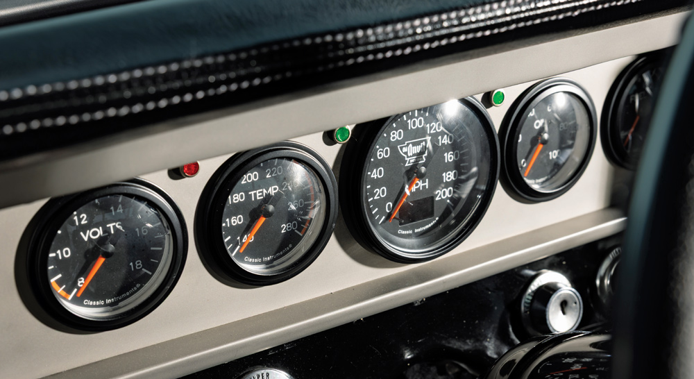 1967 Chevy Nova custom dash Classic Instruments volts temp speedo fuel oil