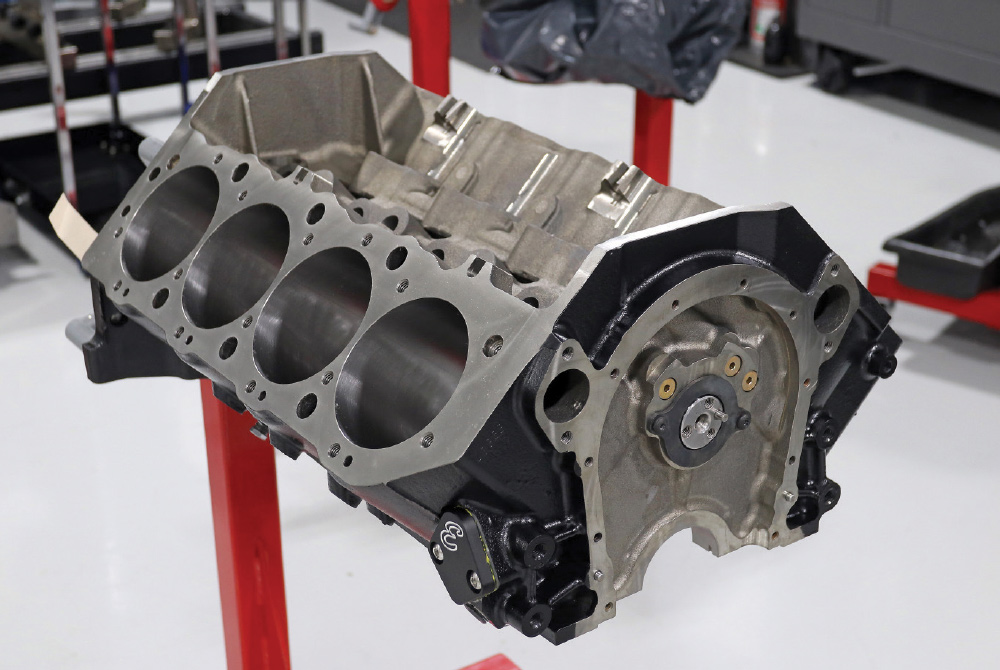 Raw Dart block with machined cylinder bores ready for engine assembly