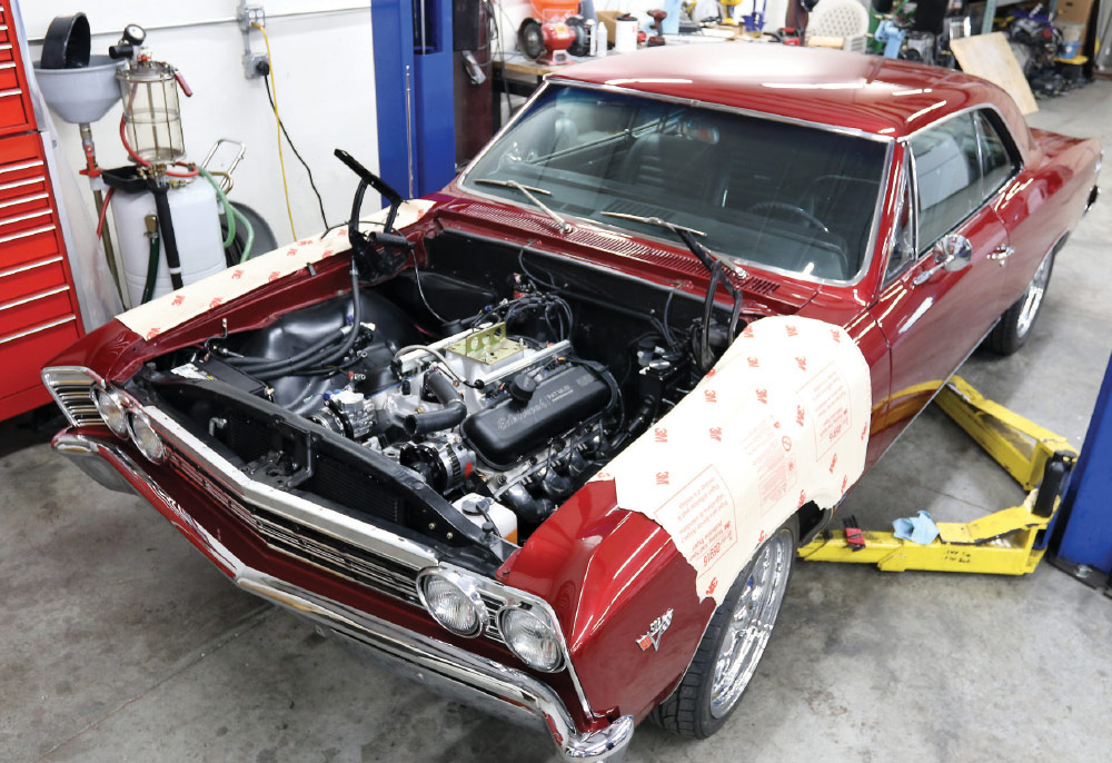 1967 Chevrolet Chevelle with freshly installed Pat Musi 555 engine in engine bay