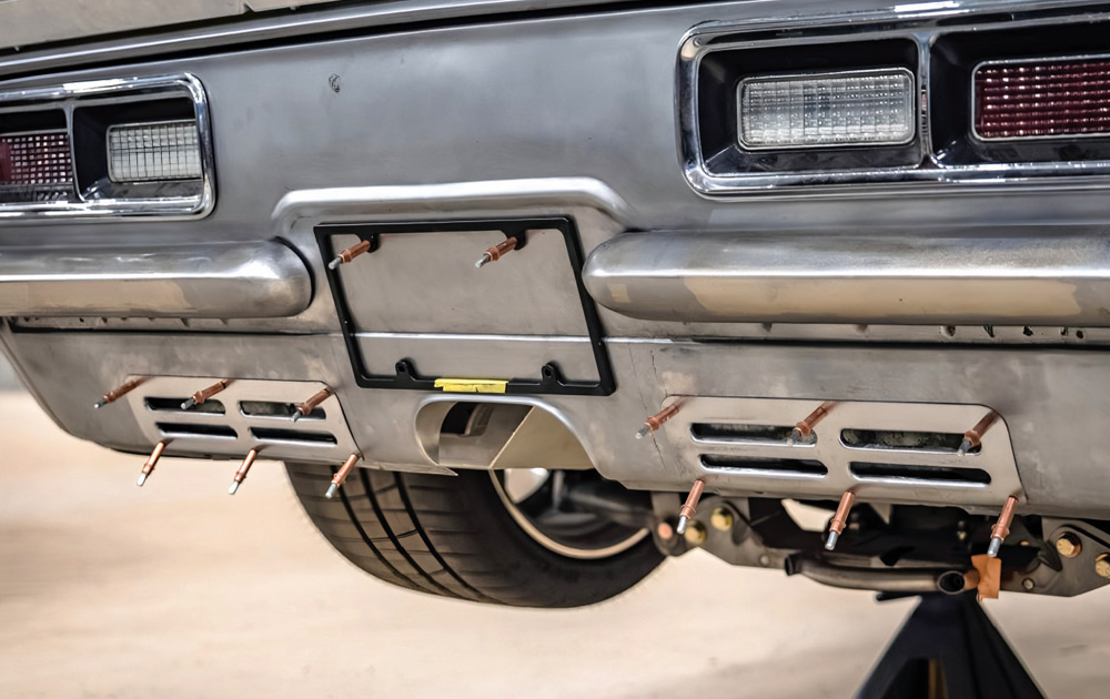 1968 Camaro bumper delete slotted panels Cleco pinned both sides of license area