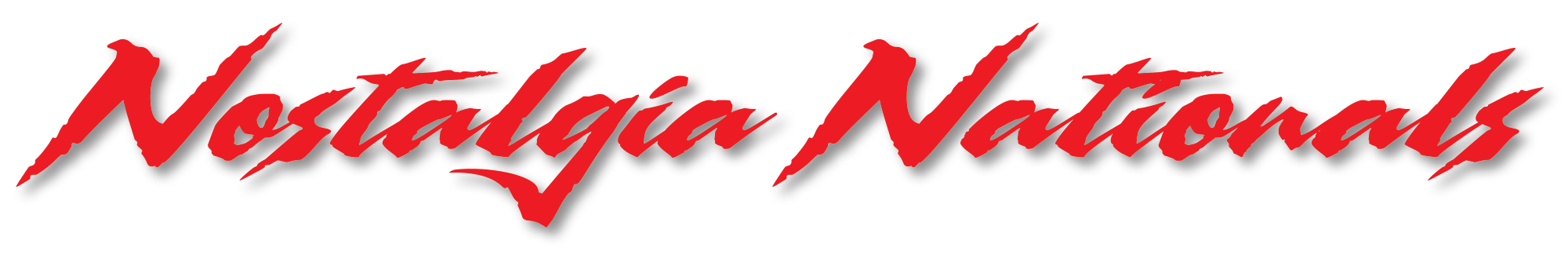 Nostalgia Nationals digital customized stylized typographic title in red