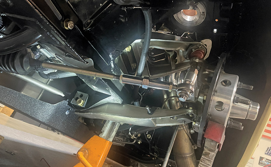 front suspension control arm heim joint rack steering detail