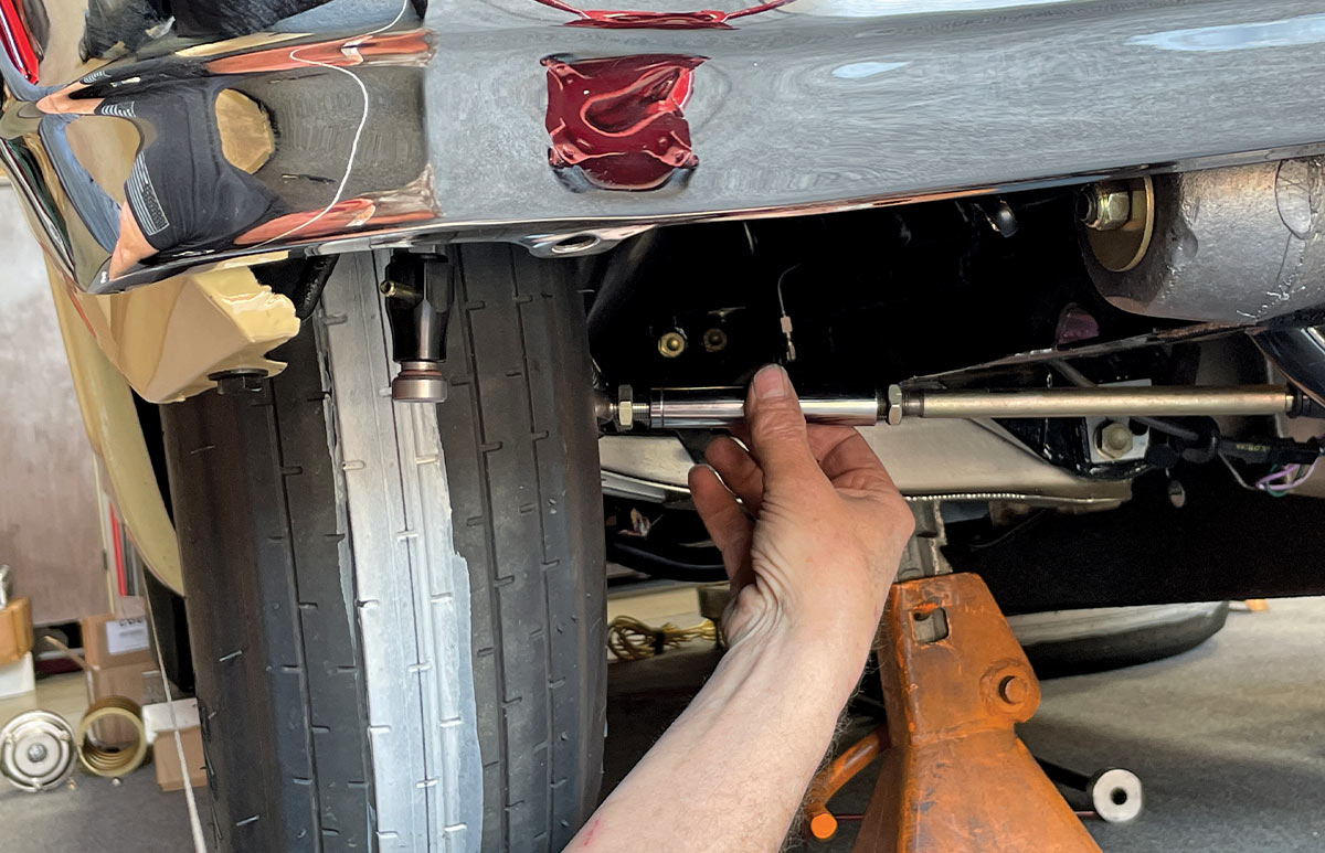 adjusting tie rod on 1966 nova steering arm during alignment
