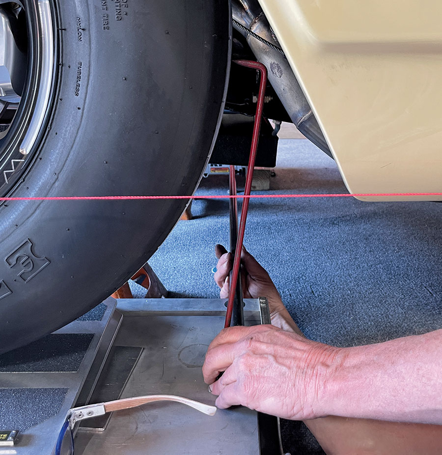 setting rear alignment string height with square behind rear tire