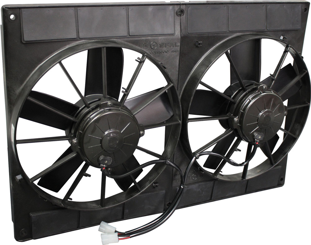 Spal dual 11-inch high-performance fans on shroud dual-pull setup for radiators