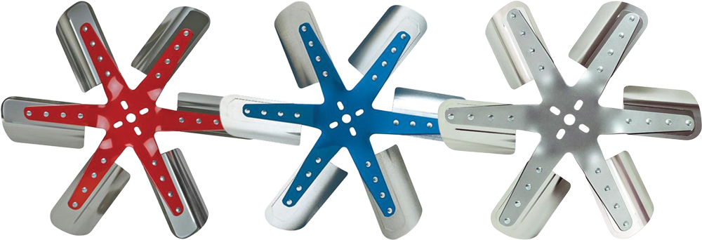 Derale aluminum flex fans red blue natural – lightweight performance cooling blades