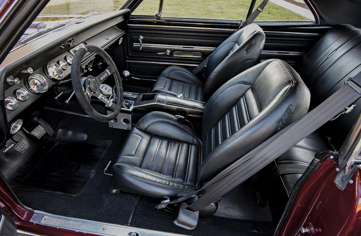 1966 Chevelle SS TMI bucket seats black leather Pro Touring interior