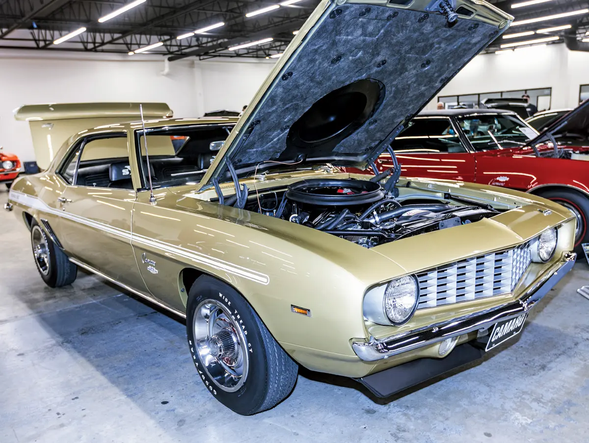 1969 Camaro COPO gold paint steel wheels cowl induction hood