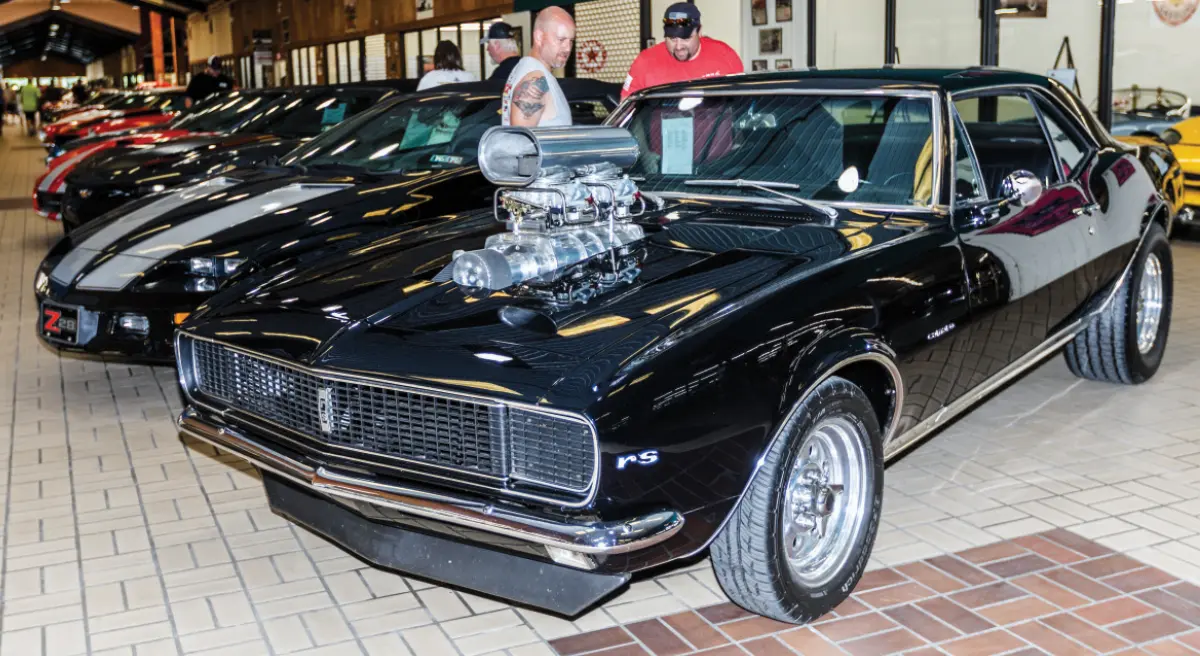 1967 Camaro RS black with polished blower drag setup street machine
