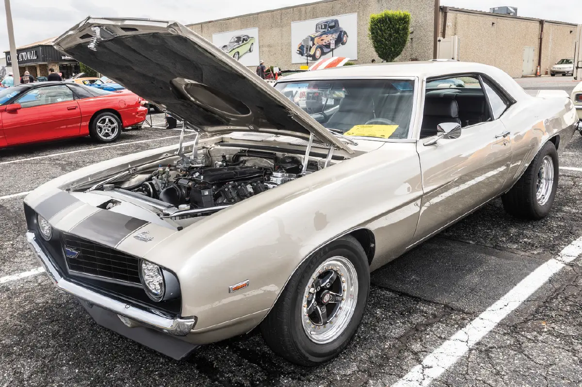 1969 Camaro champagne paint LS swapped drag wheels cowl hood sleeper look