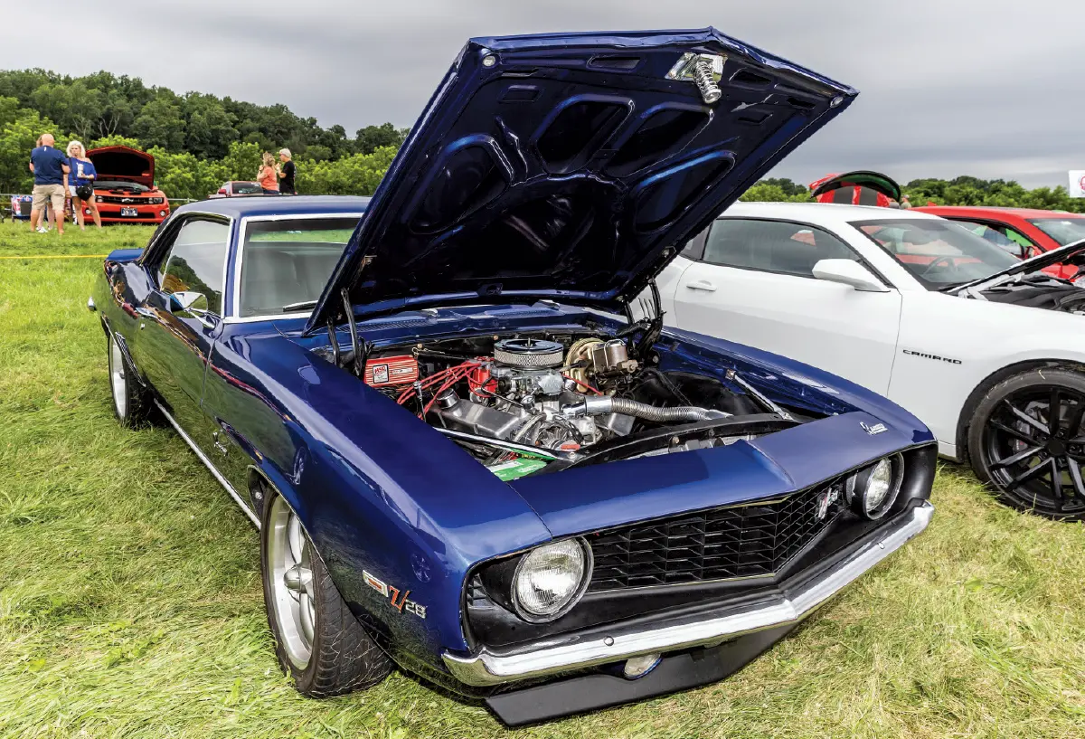 1969 Camaro Z28 LeMans blue MSD ignition headers Restomod setup
