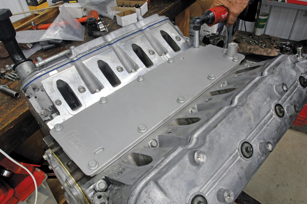 LS valley cover install with bolts and gasket