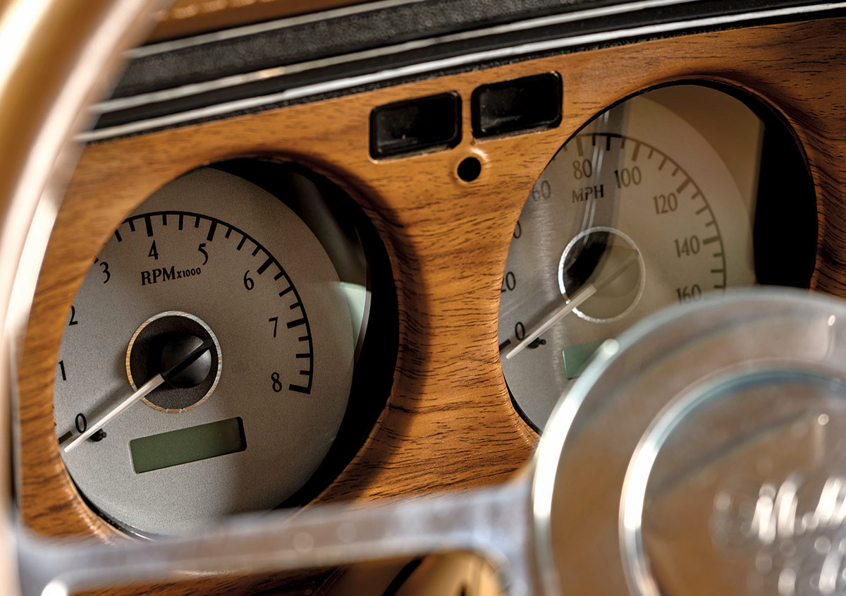 1977 Chevy Malibu Dakota Digital gauges wood bezel setup