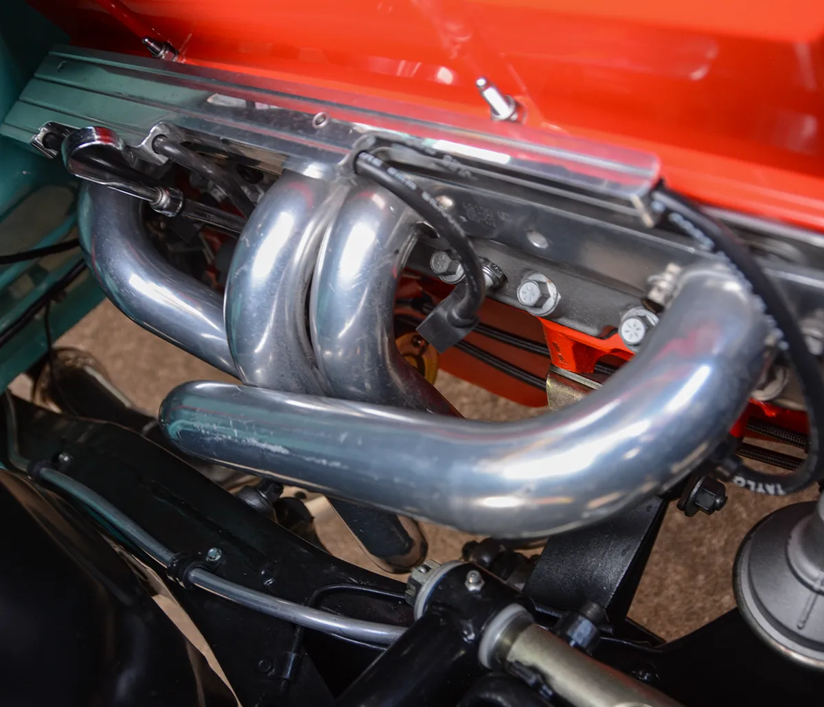 1955 Chevy Bel Air Hooker headers chrome exhaust V8 build
